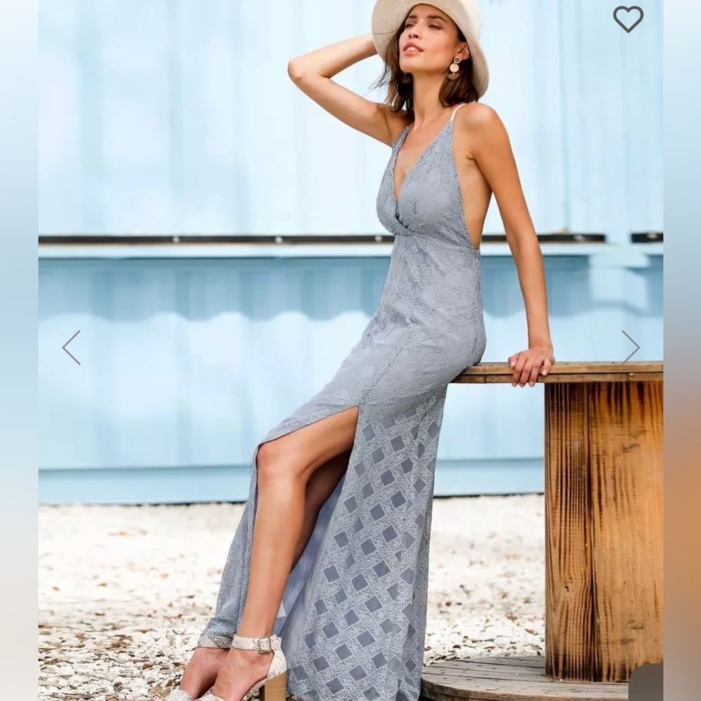 Mustard Seed Lace Open Back Maxi Dress